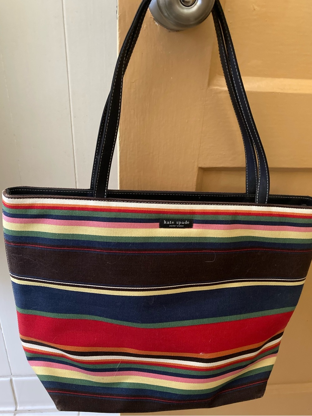 Kate Spade striped tote with dust bag